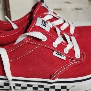 Vans Kids Red Canvas Sneakers with White Accents